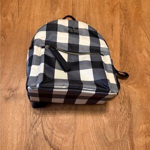 Kate Spade Black and White Plaid Backpack with matching lanyard